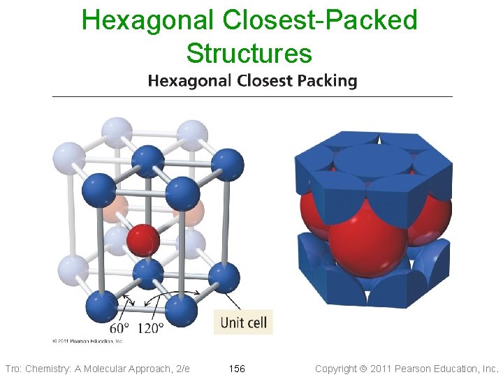Hexagonal Closest-Packed Structures Tro: Chemistry: A Molecular Approach, 2/e 156 Copyright 2011 Pearson Education,