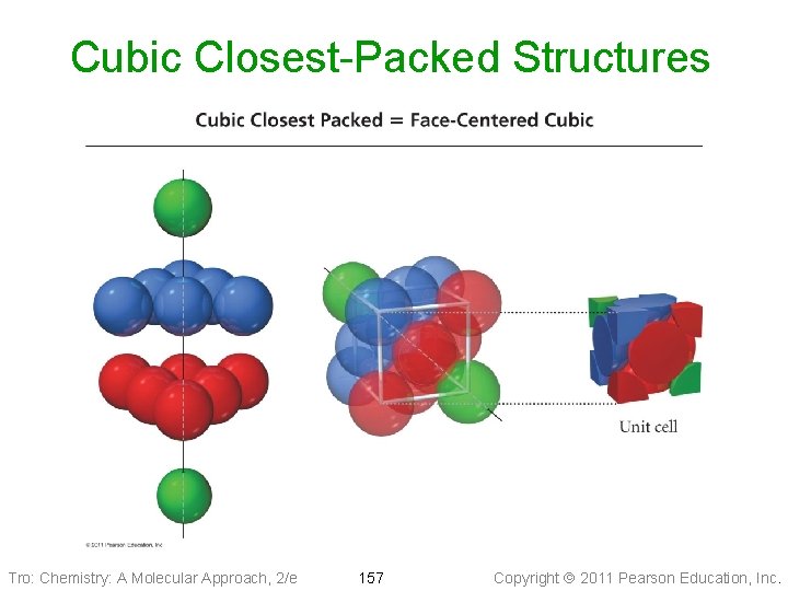 Cubic Closest-Packed Structures Tro: Chemistry: A Molecular Approach, 2/e 157 Copyright 2011 Pearson Education,