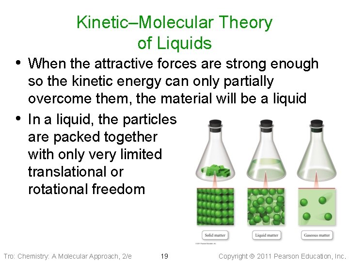 Kinetic–Molecular Theory of Liquids • When the attractive forces are strong enough • so