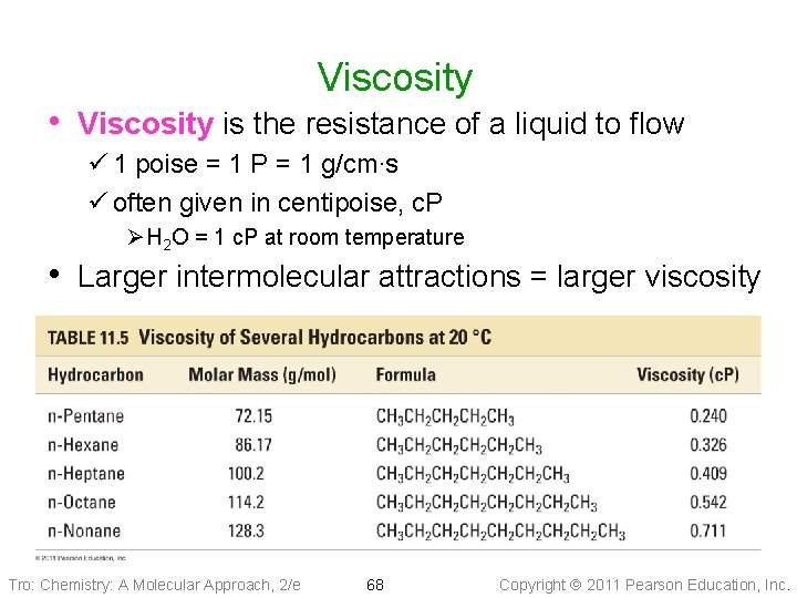 Viscosity • Viscosity is the resistance of a liquid to flow ü 1 poise