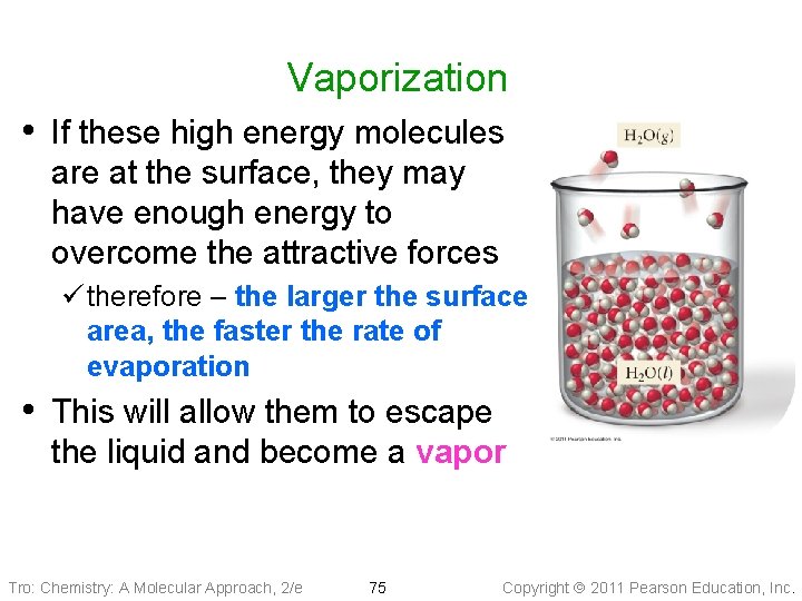 Vaporization • If these high energy molecules are at the surface, they may have