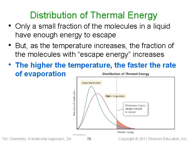 Distribution of Thermal Energy • Only a small fraction of the molecules in a