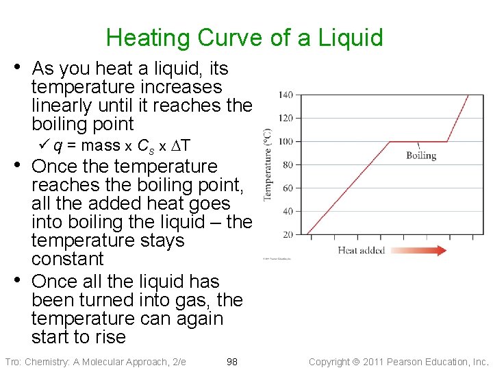 Heating Curve of a Liquid • As you heat a liquid, its temperature increases