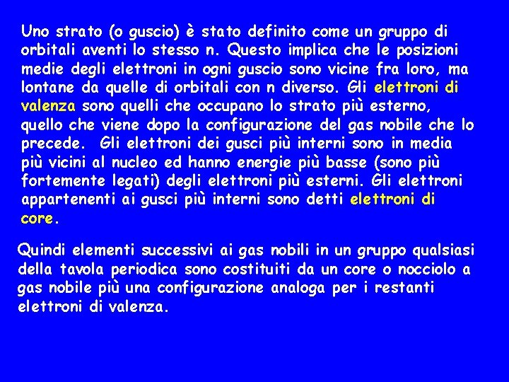 Uno strato (o guscio) è stato definito come un gruppo di orbitali aventi lo