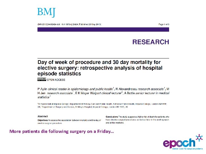 More patients die following surgery on a Friday… 