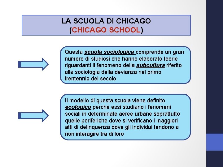 LA SCUOLA DI CHICAGO (CHICAGO SCHOOL) Questa scuola sociologica comprende un gran numero di
