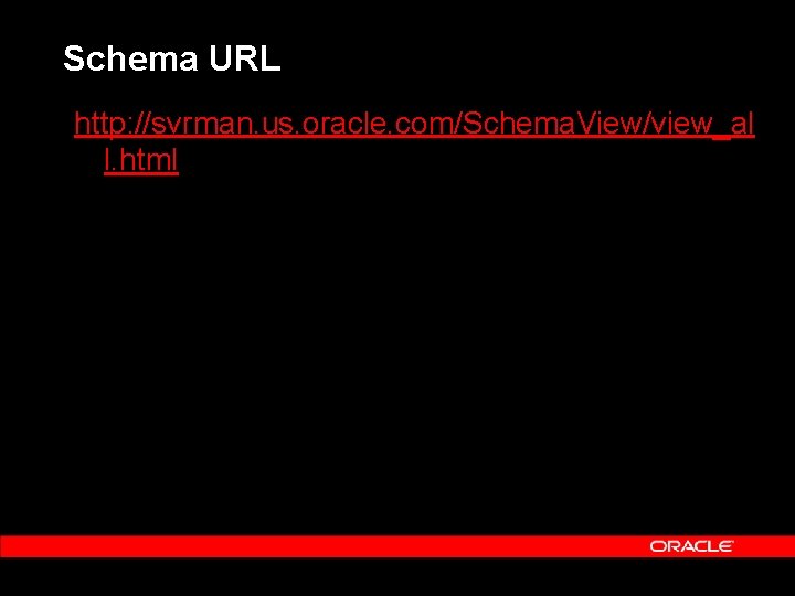 Schema URL http: //svrman. us. oracle. com/Schema. View/view_al l. html 