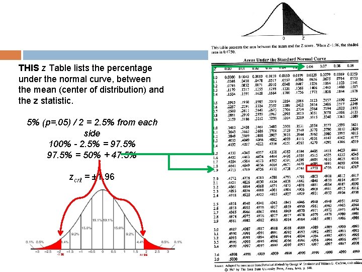 THIS z Table lists the percentage under the normal curve, between the mean (center