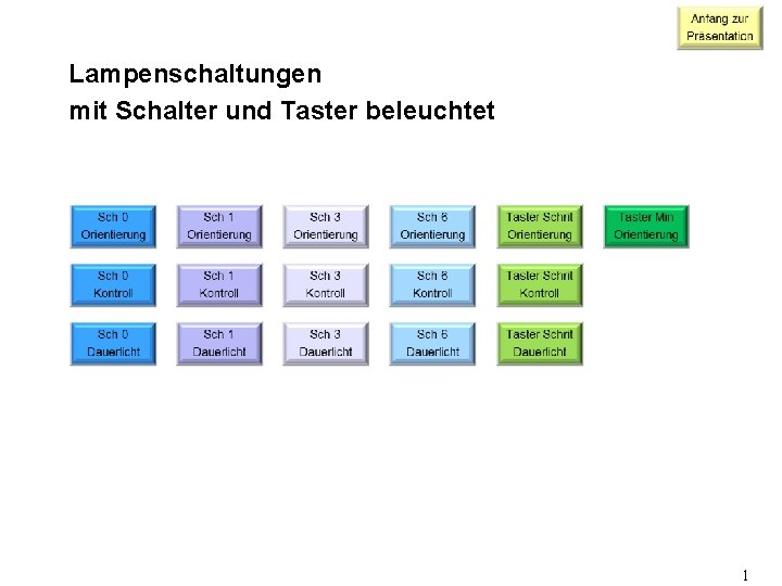 Lampenschaltungen mit Schalter und Taster beleuchtet 1 