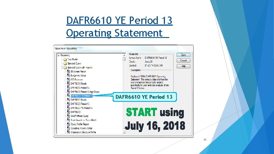 DAFR 6610 YE Period 13 Operating Statement DAFR 6610 YE Period 13 55 