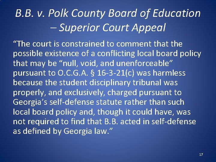 B. B. v. Polk County Board of Education – Superior Court Appeal “The court