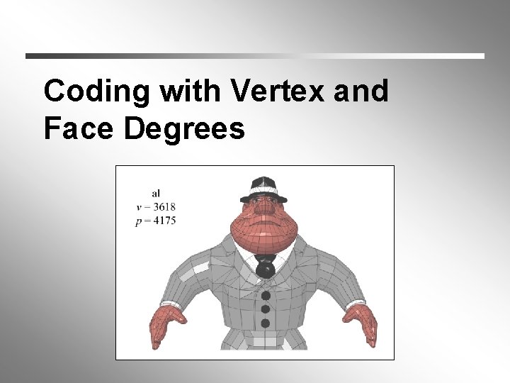 Coding with Vertex and Face Degrees 