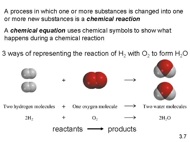 A process in which one or more substances is changed into one or more