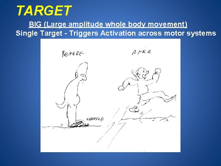 TARGET BIG (Large amplitude whole body movement) Single Target - Triggers Activation across motor