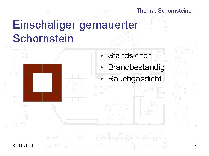 Thema: Schornsteine Einschaliger gemauerter Schornstein • Standsicher • Brandbeständig • Rauchgasdicht 30. 11. 2020