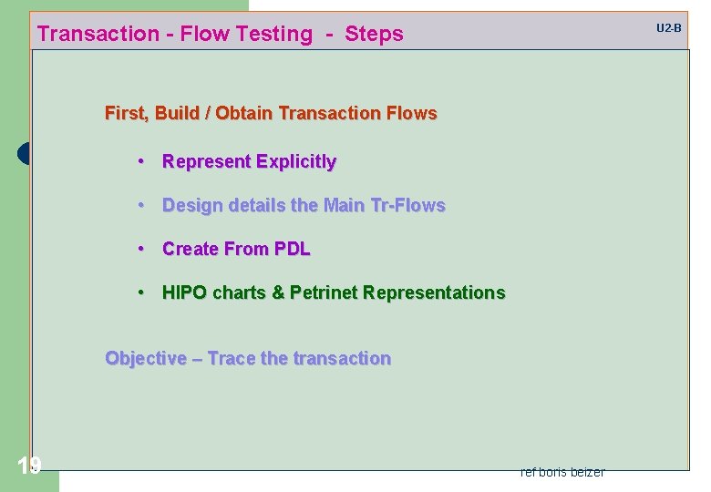 Transaction - Flow Testing - Steps U 2 -B First, Build / Obtain Transaction