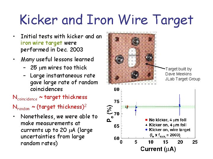 Kicker and Iron Wire Target • Initial tests with kicker and an iron wire