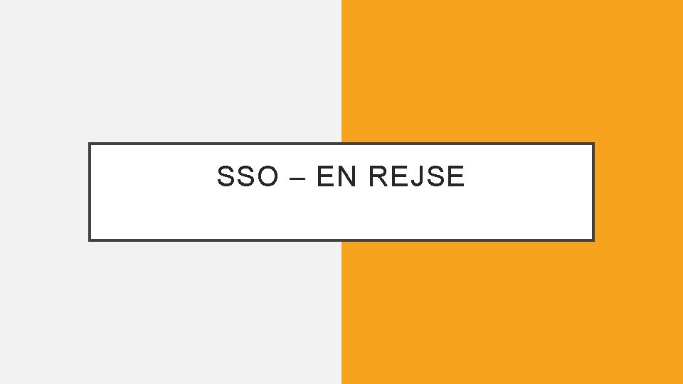SSO – EN REJSE 