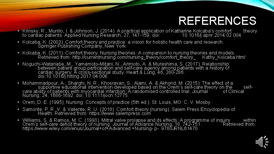 REFERENCES • Krinsky, R. , Murillo, I. & Johnson, J. (2014). A practical application REFERENCES • Krinsky, R. , Murillo, I. & Johnson, J. (2014). A practical application