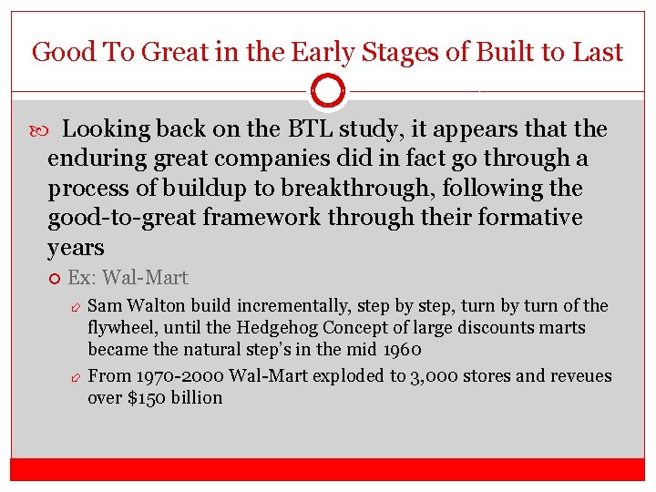 Good To Great in the Early Stages of Built to Last Looking back on