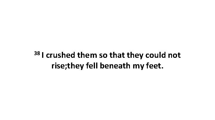 38 I crushed them so that they could not rise; they fell beneath my 38 I crushed them so that they could not rise; they fell beneath my