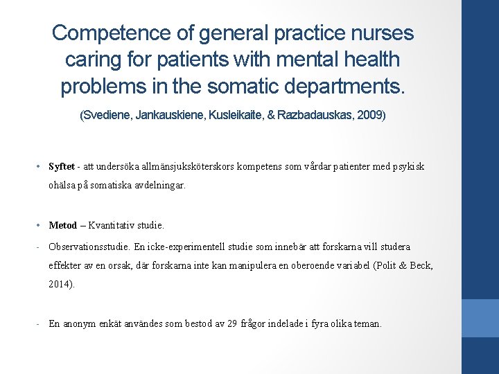 Competence of general practice nurses caring for patients with mental health problems in the