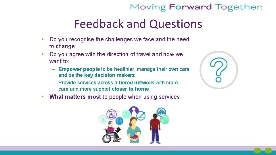 Feedback and Questions • Do you recognise the challenges we face and the need