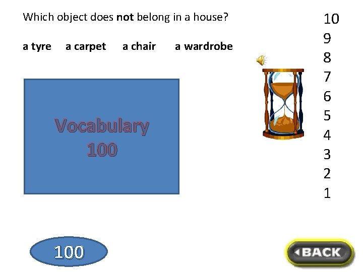 Which object does not belong in a house? a tyre a carpet a chair