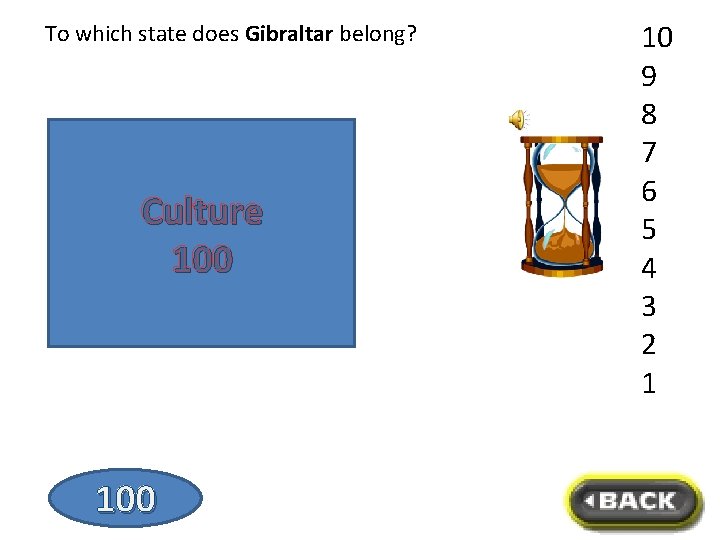 To which state does Gibraltar belong? United Kingdom Culture 100 10 9 8 7