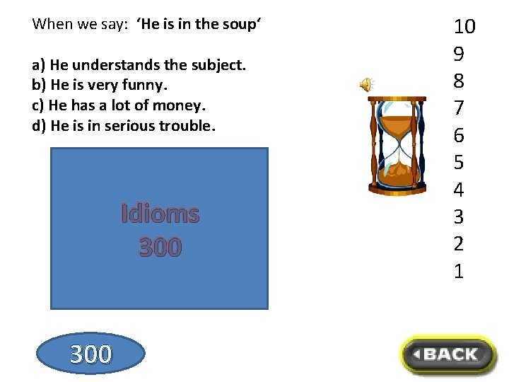 When we say: ‘He is in the soup‘ a) He understands the subject. b)