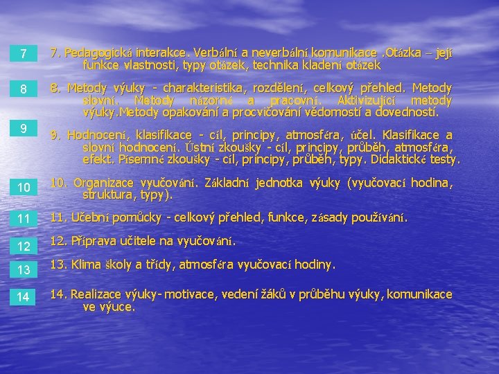 7 7. Pedagogická interakce. Verbální a neverbální komunikace. Otázka – její funkce vlastnosti, typy