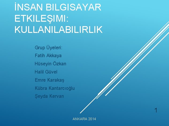 İNSAN BILGISAYAR ETKILEŞIMI: KULLANILABILIRLIK Grup Üyeleri: Fatih Akkaya Hüseyin Özkan Halil Güvel Emre Karakaş