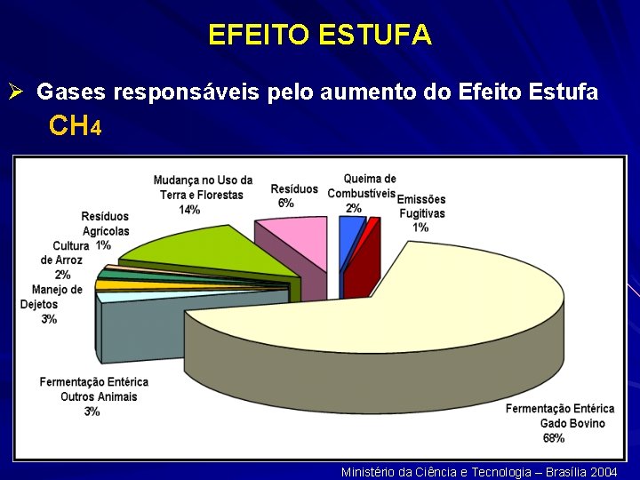 EFEITO ESTUFA Ø Gases responsáveis pelo aumento do Efeito Estufa CH 4 Ministério da