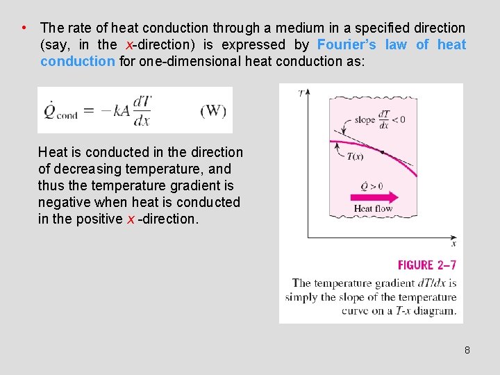  • The rate of heat conduction through a medium in a specified direction
