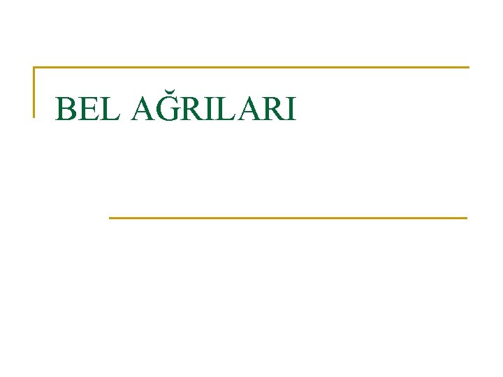 BEL AĞRILARI 