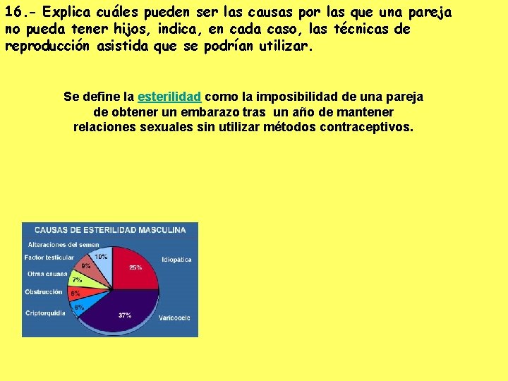 16. - Explica cuáles pueden ser las causas por las que una pareja no