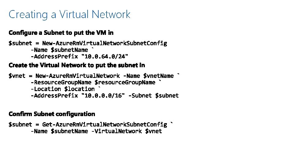 Creating a Virtual Network 