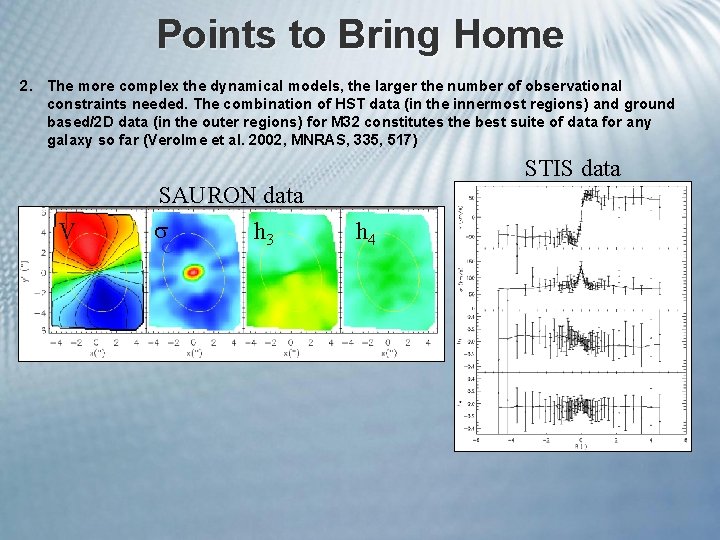 Points to Bring Home 2. The more complex the dynamical models, the larger the