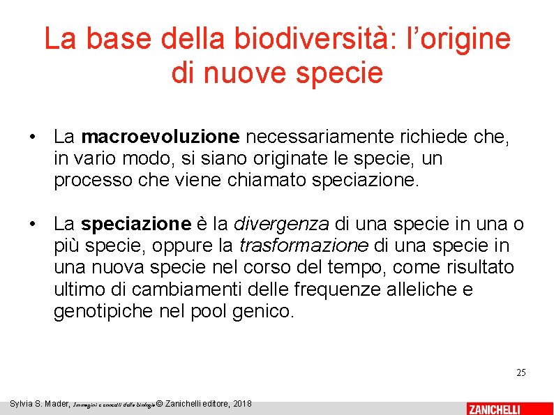 La base della biodiversità: l’origine di nuove specie • La macroevoluzione necessariamente richiede che,