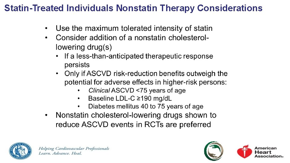 Statin-Treated Individuals Nonstatin Therapy Considerations 