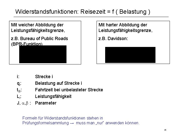 Widerstandsfunktionen: Reisezeit = f ( Belastung ) Mit weicher Abbildung der Leistungsfähigkeitsgrenze, Mit harter