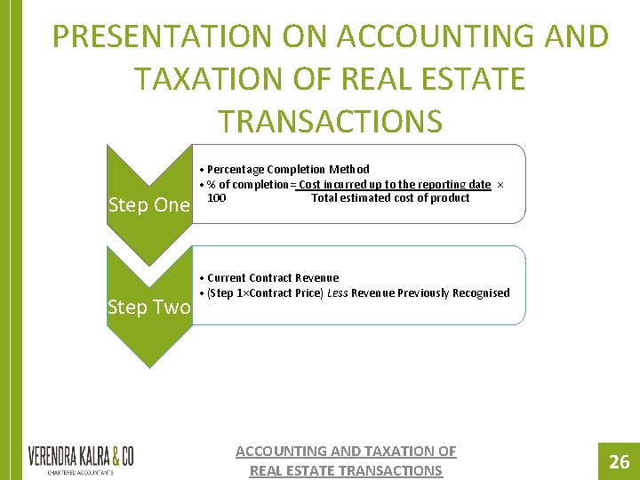 PRESENTATION ON ACCOUNTING AND TAXATION OF REAL ESTATE TRANSACTIONS Step One Step Two • PRESENTATION ON ACCOUNTING AND TAXATION OF REAL ESTATE TRANSACTIONS Step One Step Two •