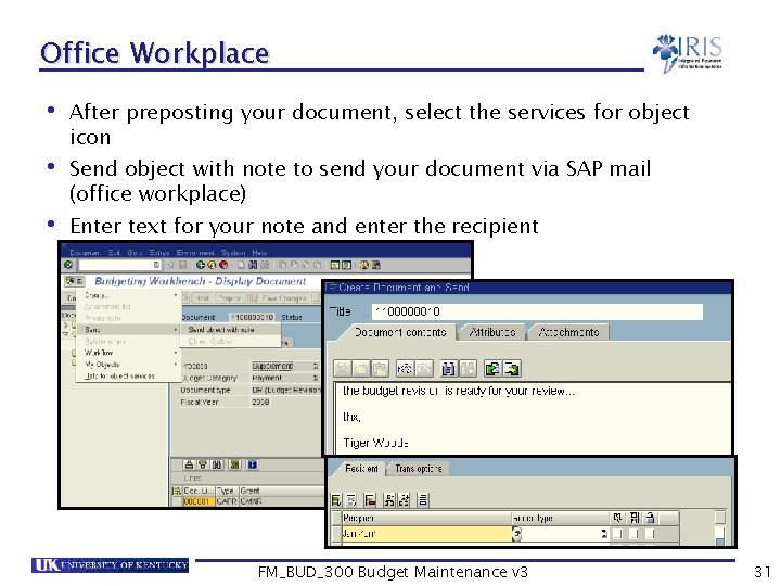 Office Workplace • After preposting your document, select the services for object icon •