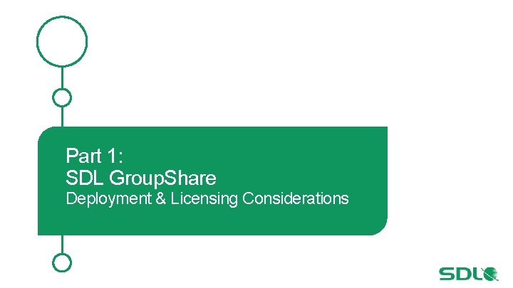 Part 1: SDL Group. Share Deployment & Licensing Considerations 