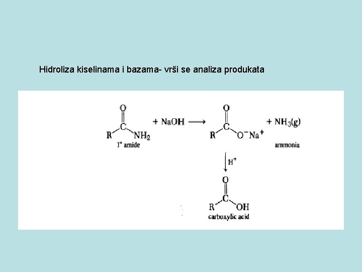 Hidroliza kiselinama i bazama- vrši se analiza produkata 