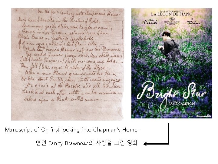 Manuscript of On first looking into Chapman’s Homer 연인 Fanny Brawne과의 사랑을 그린 영화