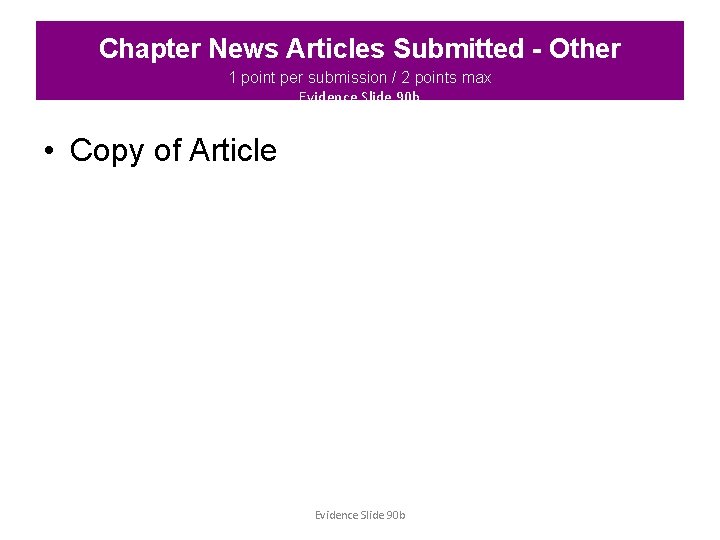 Chapter News Articles Submitted - Other 1 point per submission / 2 points max