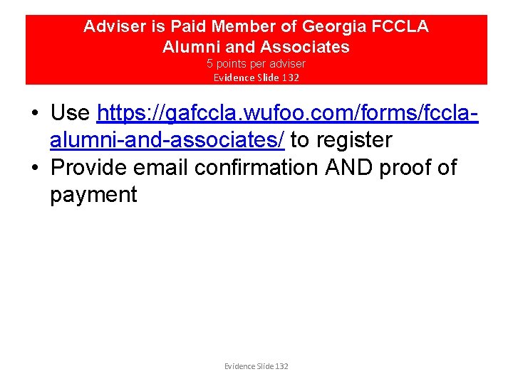 Adviser is Paid Member of Georgia FCCLA Alumni and Associates 5 points per adviser