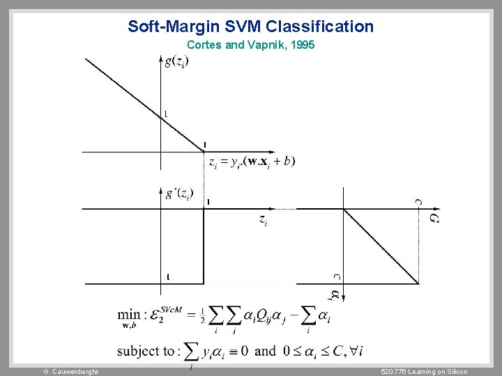 Soft-Margin SVM Classification Cortes and Vapnik, 1995 G. Cauwenberghs 520. 776 Learning on Silicon