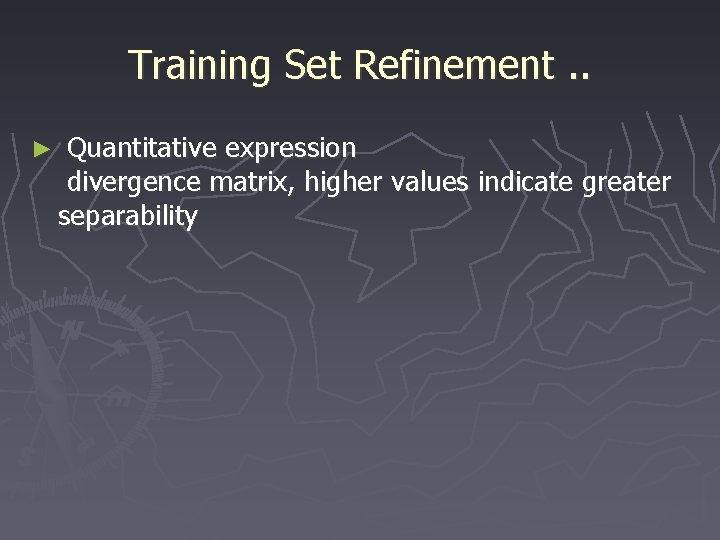 Training Set Refinement. . ► Quantitative expression divergence matrix, higher values indicate greater separability